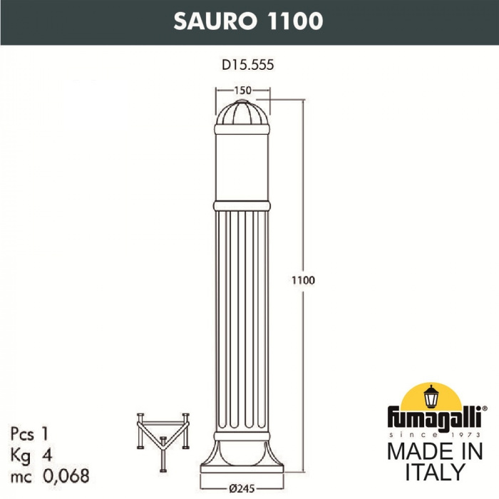 Наземный светильник Sauro D15.555.000.VXF1R.FRA Fumagalli фото