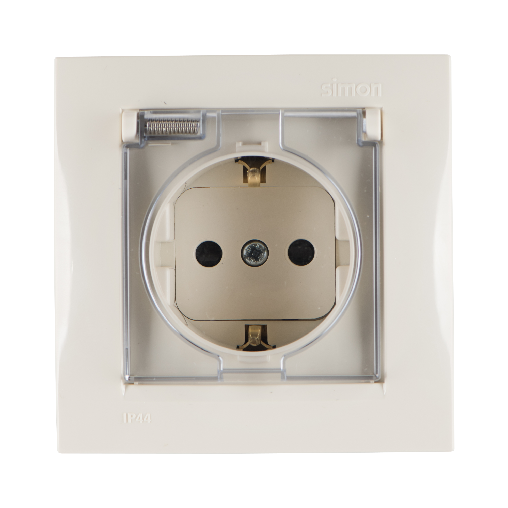 

1590450-031 Розетка с заземлением Schuko со шторками, с крышкой, IP44, 16А 250В, винтовой зажим, слоновая кость Simon 15, 1590450-031
