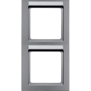 10526094 Рамка с полем для надписей Q.3 Алюминий с эффектом бархата 2-постовая вертикальная Berker фото