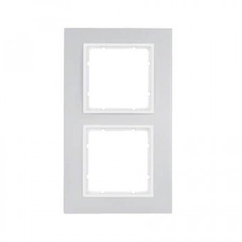 10126914 Рамка B.7 Полярная белизна, алюминий 2-постовая вертикальная Berker фото