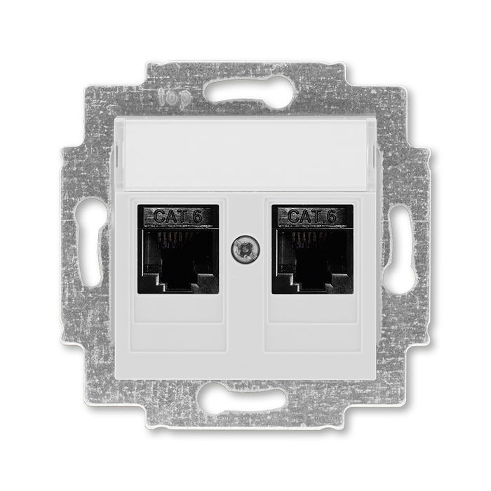 

Розетка телефонная ABB Levit двойная 2хRJ45 категория 6 серый 5014H-A61018 16W 2CHH296118A6016, Levit 5014H-A61018 16W