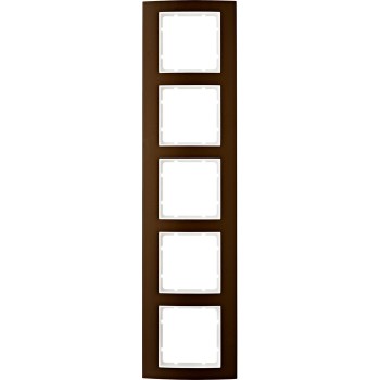 10153021 Рамка B.3 Коричневый / Полярная белизна 5-постовая вертикальная Berker фото