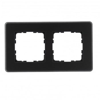 Стеклянная матовая закругленная рамка 2 поста черный Jasmart G-Glass G1002GB-RM фото