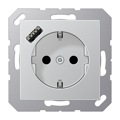 

A1520-18AAL алюминий Розетка SCHUKO® с 1 USB-портом типа A Jung A серия, A flow A1520-18AAL