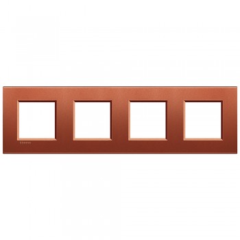 LNA4802M4RK Рамка LivingLight Квадрат Красный шелк 2+2+2+2 модуля Bticino фото