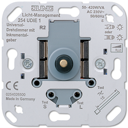 254UDIE1 Светорегулятор поворотно-нажимной 50-420 Вт/ВА для л/н,электрон. и обмоточных тр-ров Jung фото