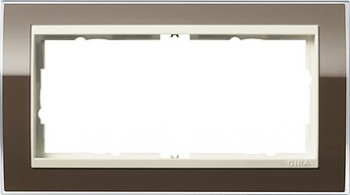 1002761 Рамка без перегородки Event Clear Коричневый / Кремовый 2-постовая Gira фото