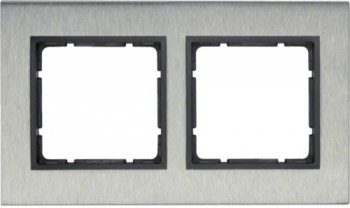 10123606 Рамка B.7 Антрацит, нержавеющая сталь 2-постовая вертикальная Berker фото