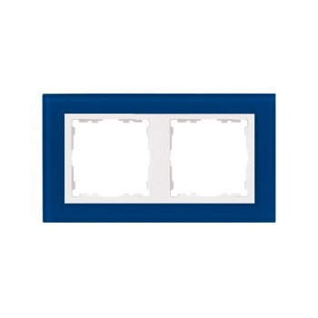 82627-64 Рамка декоративная, 2 поста, Simon 82 Nature, Стекло, синий-белый фото