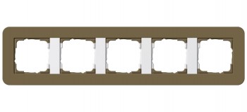0215416 Рамка с белой подложкой E3 Умбра / Белый 5-постовая Gira фото