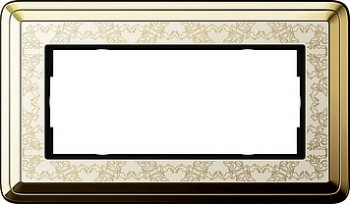 1002673 Рамка без перегородки Classix Art Латунь / Кремовый 2-постовая Gira фото