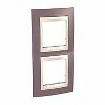 MGU6.004V.576 Рамка Unica Хамелеон лиловый / Бежевый 2-постовая вертикальная Schneider Electric фото