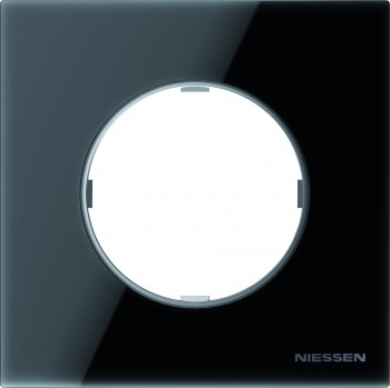 Рамка 1-постовая, черное стекло ABB Skymoon 8671 CN фото
