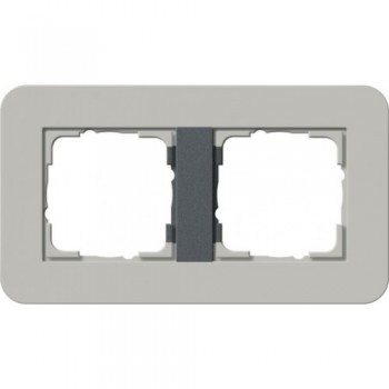 0212422 Рамка с антрацитовой подложкой E3 Серый / Антрацит 2-постовая Gira фото