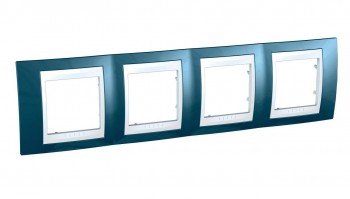 MGU6.008.854 Рамка Unica Хамелеон голубой лед / Белый 4-постовая Schneider Electric фото