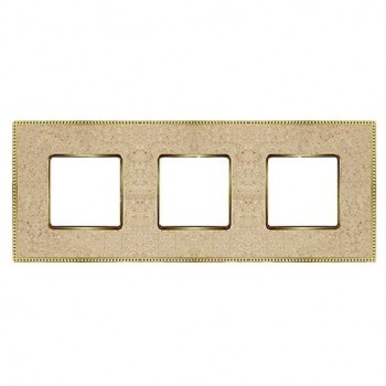 FD01463AMOB Рамка Belle Epoque Corinto Auroramarble / bright gold 3-постовая гор/верт. Fede фото