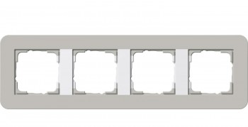 0214412 Рамка с белой подложкой E3 Серый / Белый 4-постовая Gira фото
