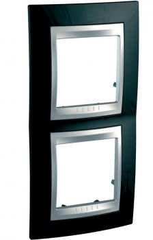 Рамка 2-постовая вертикальная, родий/алюминий Schneider Electric Unica Top MGU66.004V.093 фото