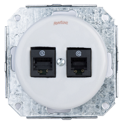 

31707172 Компьютерная розетка RJ 45, 8 контактов 2-х мест. 6 кат., белая керамика Fontini, Garby Colonial 31707172