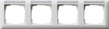 109427 Рамка Standard 55 Белый матовый с полем для надписи 4-постовая Gira фото