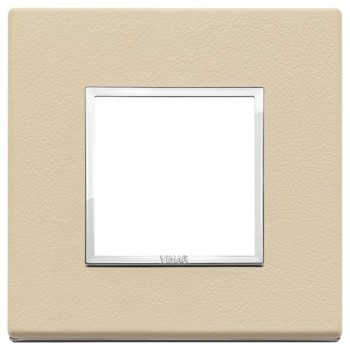 21642.21 Рамка Eikon Evo Кремовая натуральная кожа 2 модуля Vimar фото