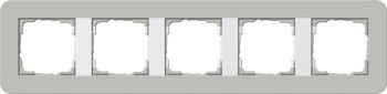 0215412 Рамка с белой подложкой E3 Серый / Белый 5-постовая Gira фото