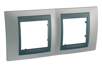 Рамка 2-постовая, никель/графит Schneider Electric Unica Top MGU66.004.239 фото