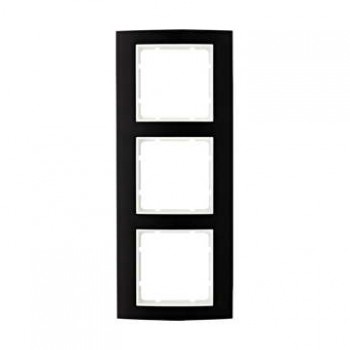 10133025 Рамка B.3 Черный / Полярная белизна 3-постовая вертикальная Berker фото