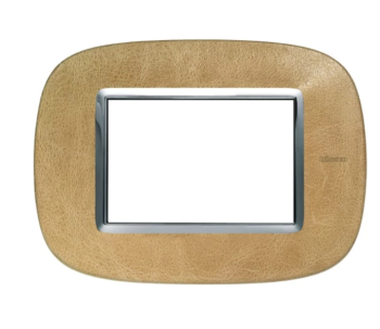 HB4803SLC Axolute Рамка 1 пост, овальной формы Кожа Песок. Итальянский стандарт, 3 модуля Bticino фото