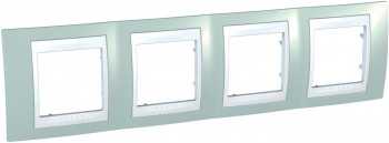 MGU6.008.870 Рамка Unica Хамелеон морская волна / Белый 4-постовая Schneider Electric фото
