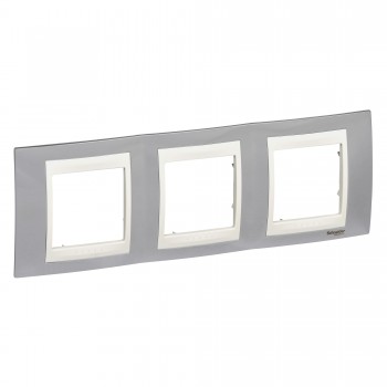 MGU66.006.510 Рамка Unica Хамелеон Серебро / Бежевый 3-постовая Schneider Electric фото