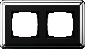 0212642 Рамка Classix Хром / Черный 2-постовая Gira фото