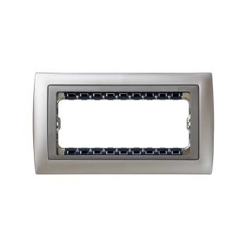 82954-33 Рамка декоративная, (+суппорт), 5 узких (2 широких+1 узкий) модулей, Simon 82 Centralizations, Металл, алюминий-алюминий фото