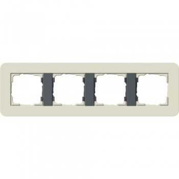 0214427 Рамка с антрацитовой подложкой E3 Песочный / Антрацит 4-постовая Gira фото