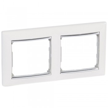 770492 Рамка Valena Белый / Серебряный штрих 2-постовая Legrand фото