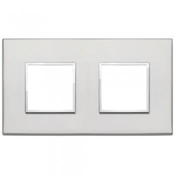 21643.07.01 Рамка Eikon Evo серебристый алюминий 4 (2+2) модулей Vimar фото