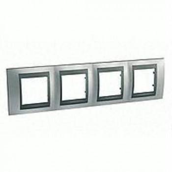 Рамка 4-постовая, хром матовый/графит Schneider Electric Unica Top MGU66.008.238 фото