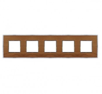 FD01455CCB Рамка Belle Epoque Wood Cherry / Bright chrome 5-постовая гор/верт. Fede фото