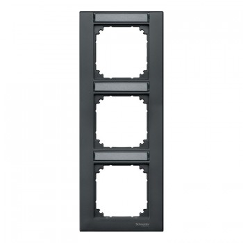 MTN476314 Рамка с полем для надписи M-Plan Антрацит 3-постовая вертикальная Merten фото