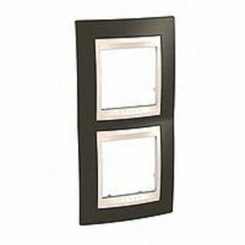 MGU6.004V.571 Рамка Unica Хамелеон какао / Бежевый 2-постовая вертикальная Schneider Electric фото