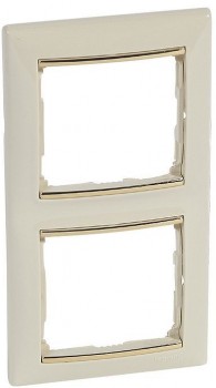 774156 Рамка Valena Слоновая кость / Золото 2-постовая вертикальная Legrand фото
