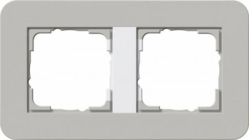 0212412 Рамка с белой подложкой E3 Серый / Белый 2-постовая Gira фото