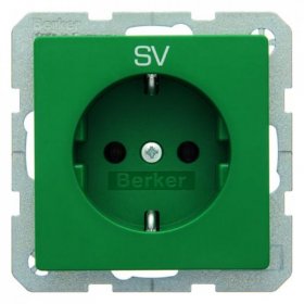 

47436003 Штепсельная розетка SCHUKO с оттиском цвет: зеленый, бархат с надписью "SV", Q.1 Berker, Q.7 47436003