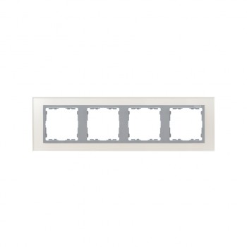 82947-62 Рамка декоративная, 4 поста, Simon 82 Nature, Стекло, серебро-алюминий фото