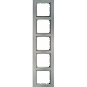 10153904 Рамка B.3 Алюминий / Полярная белизна 5-постовая вертикальная Berker фото