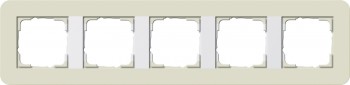 0214417 Рамка с белой подложкой E3 Песочный / Белый 4-постовая Gira фото