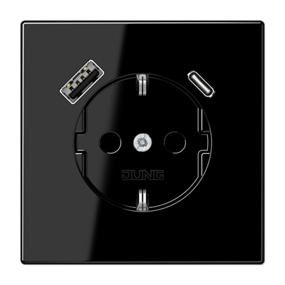 

LS1520-15CASW чёрный Розетка SCHUKO® с USB-интерфейсом с 1 гнездо USB типа A и 1 гнездо USB типа C LS серия, LS ZERO LS1520-15CASW