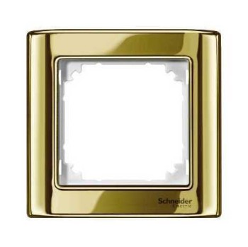 MTN487119 Рамка M-Star БЛЕСТЯЩАЯ ЛАТУНЬ/ПОЛЯРНО-БЕЛЫЙ 1-постовая Merten фото