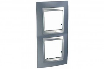 Рамка 2-постовая вертикальная, грей/алюминий Schneider Electric Unica Top MGU66.004V.097 фото