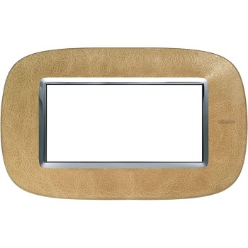 HB4804SLC Axolute Рамка 1 пост, овальной формы Кожа Песок. Итальянский стандарт, 4 модуля Bticino фото